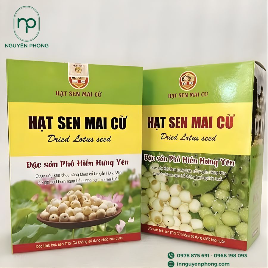 Mẫu hộp giấy đựng hạt sen sấy
