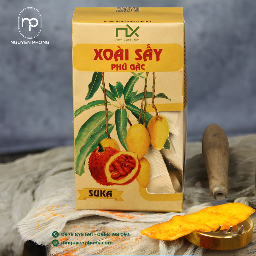 In hộp giấy đựng xoài sấy dẻo giá rẻ