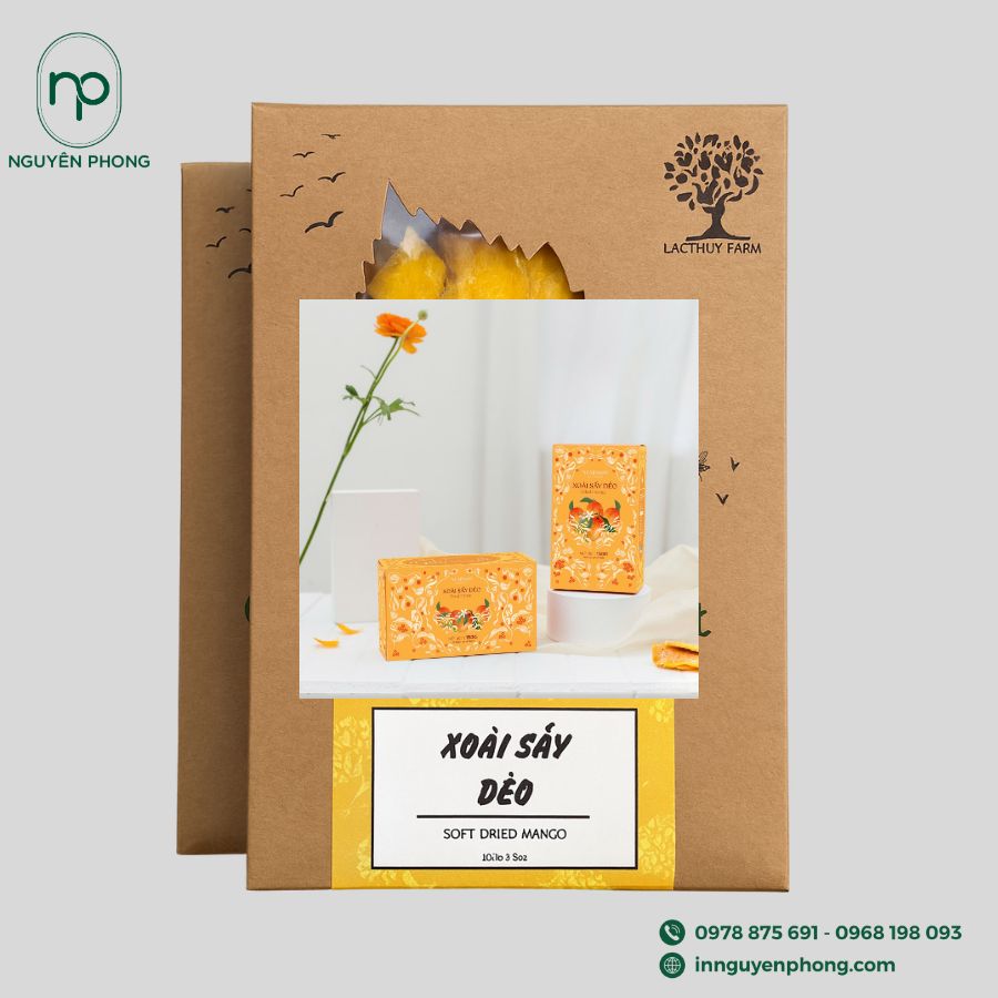 In hộp giấy đựng xoài sấy dẻo giá rẻ