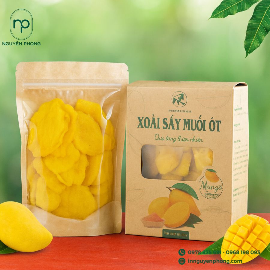 In hộp giấy đựng xoài sấy dẻo giá rẻ