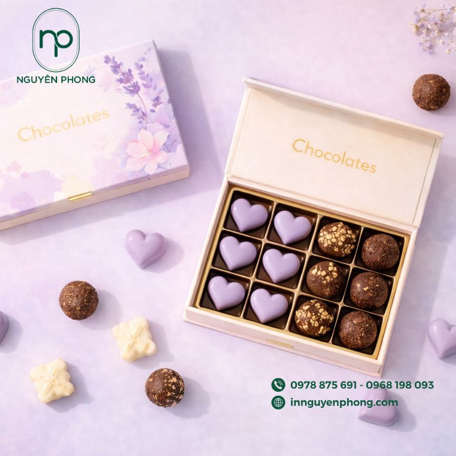In hộp giấy đựng socola chất lượng tại TPHCM