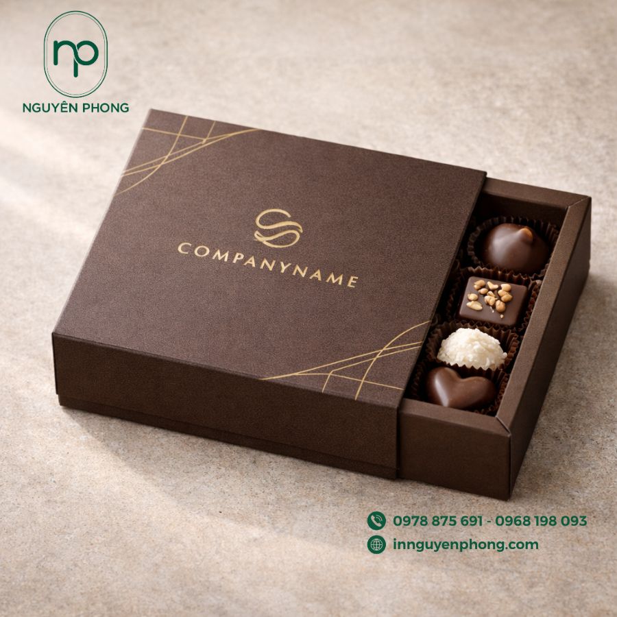 In hộp giấy đựng socola chất lượng tại TPHCM