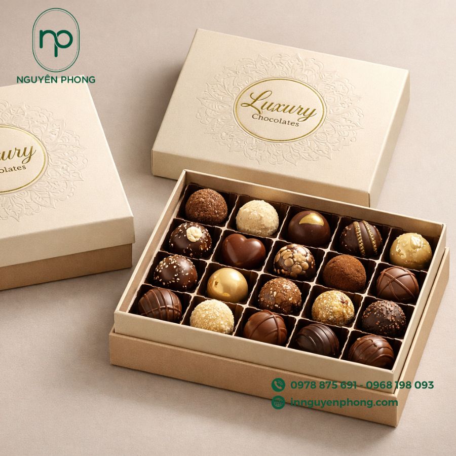 In hộp giấy đựng socola chất lượng tại TPHCM