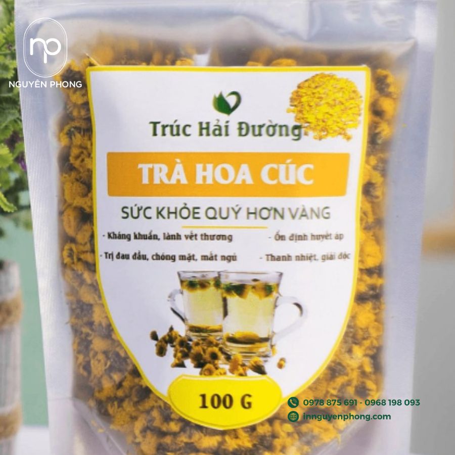 In Tem Dán Đẹp Cho Trà Hoa Cúc