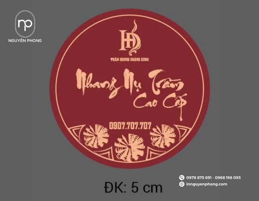 In tem dán trầm hương theo yêu cầu