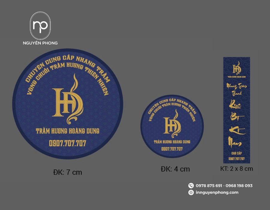 In tem dán trầm hương theo yêu cầu