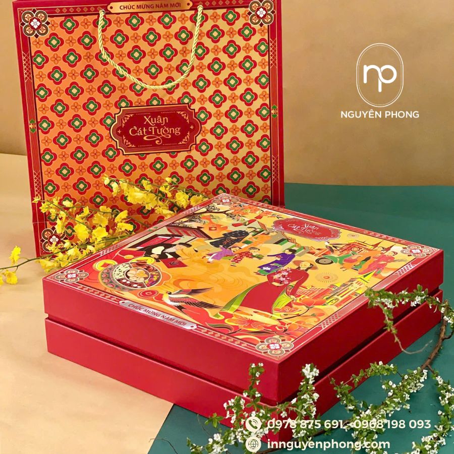 In túi giấy đựng quà tết theo yêu cầu