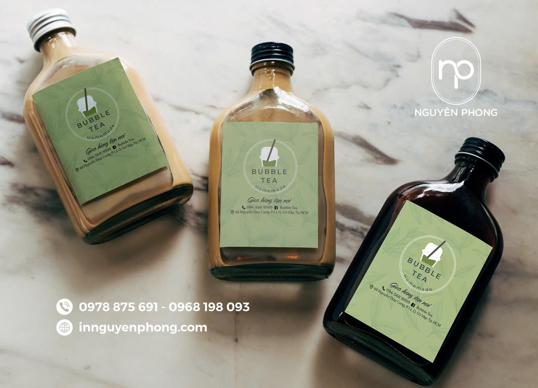 Mẫu tem dán chai nước thủy tinh đẹp 