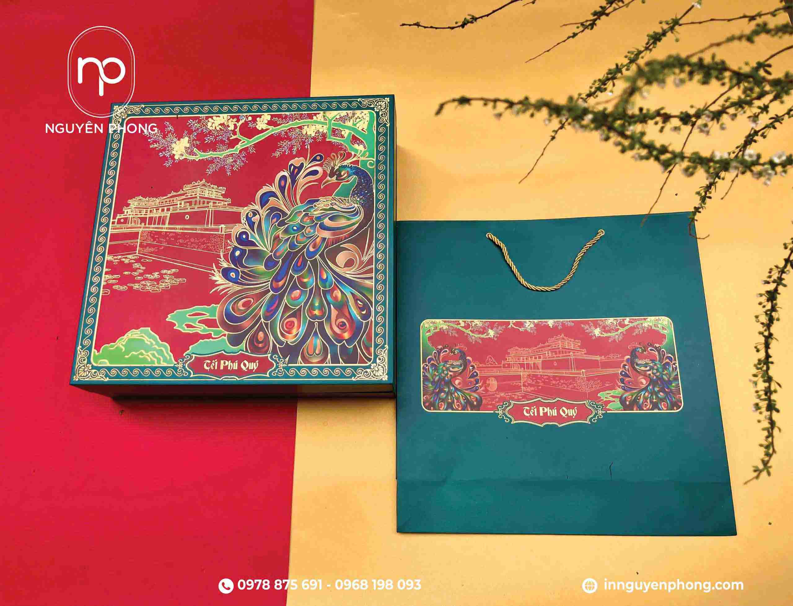 Địa Chỉ Xưởng Sản Xuất Hộp Quà Tết Uy Tín - Giá Cả Hợp Lý 38 Mẫu hộp tết phú quý xanh lá