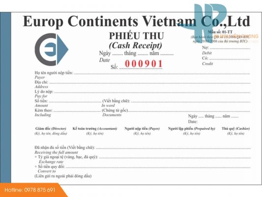 In phiếu thu chi giá rẻ tại Hà Nội